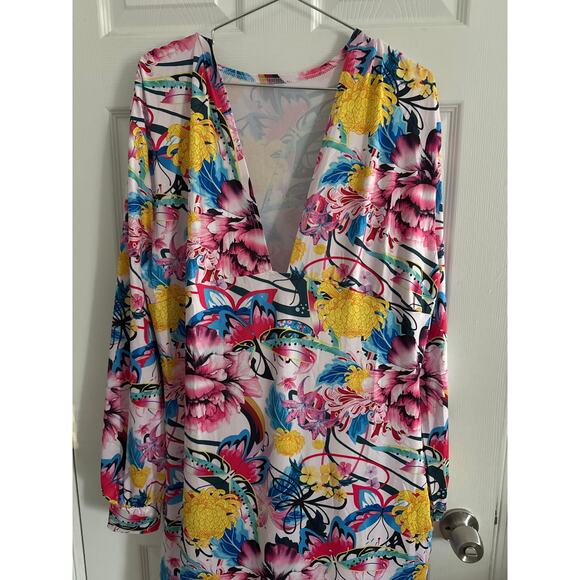 White Floral Maxi Dress plus size party dress 2XL - Picture 4 of 9